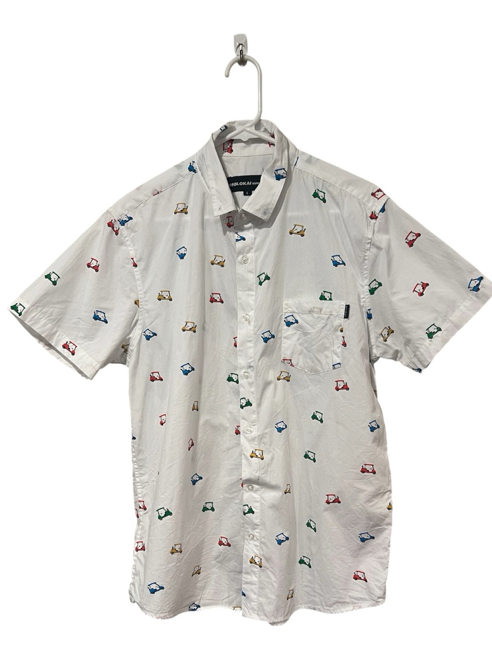 Molokai Surf Co. Golf Cart Print Short Sleeve Cotton Tee Fun Casual Resortwear
